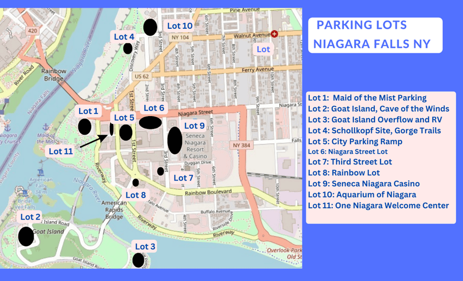 Niagara Falls NY parking Map. 
