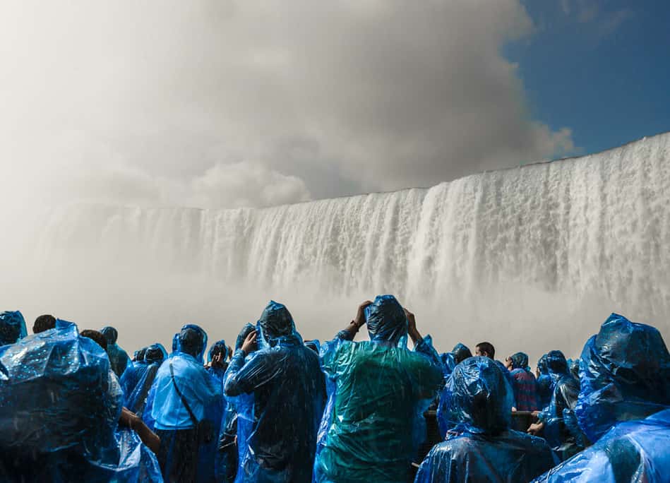 Raincoats are provided at some of the atractions at Niagara Falls