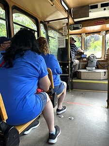 Boarding Trolley at the Cave of the Winds Station